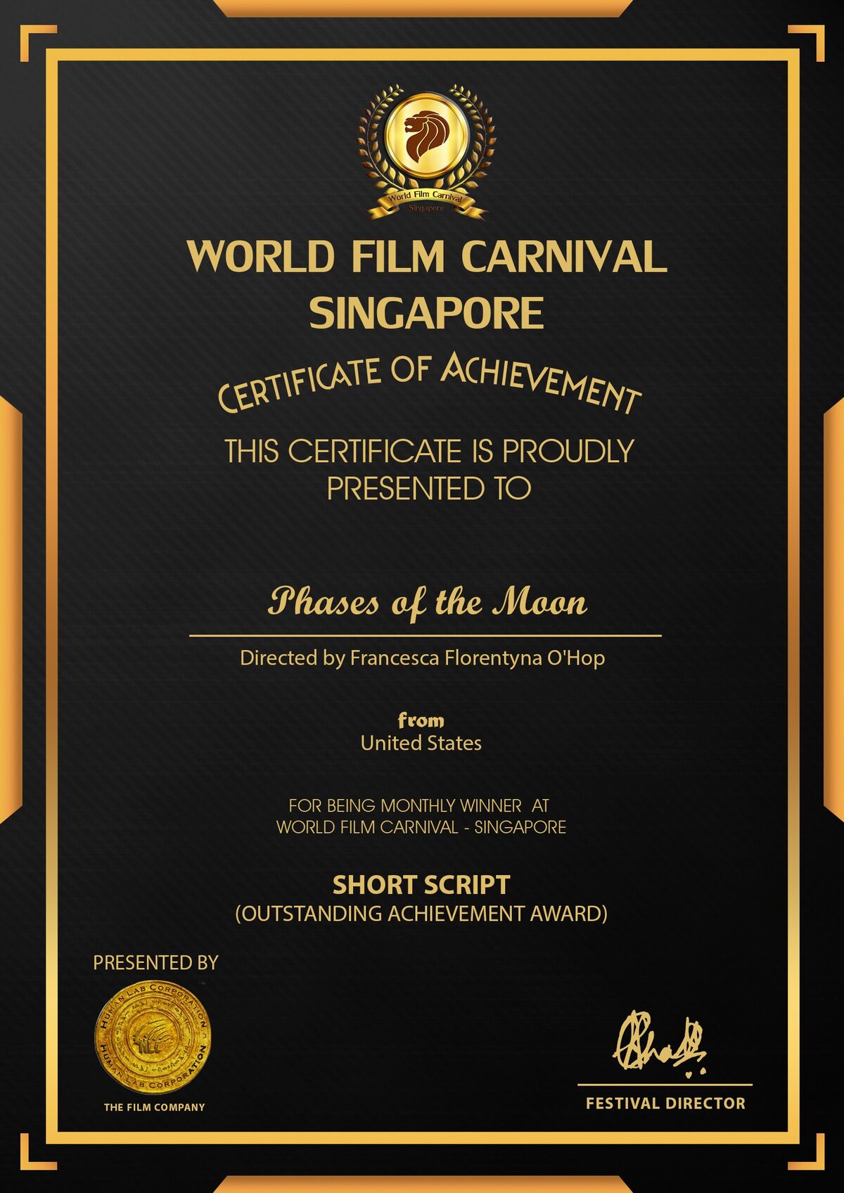 Award Certificate