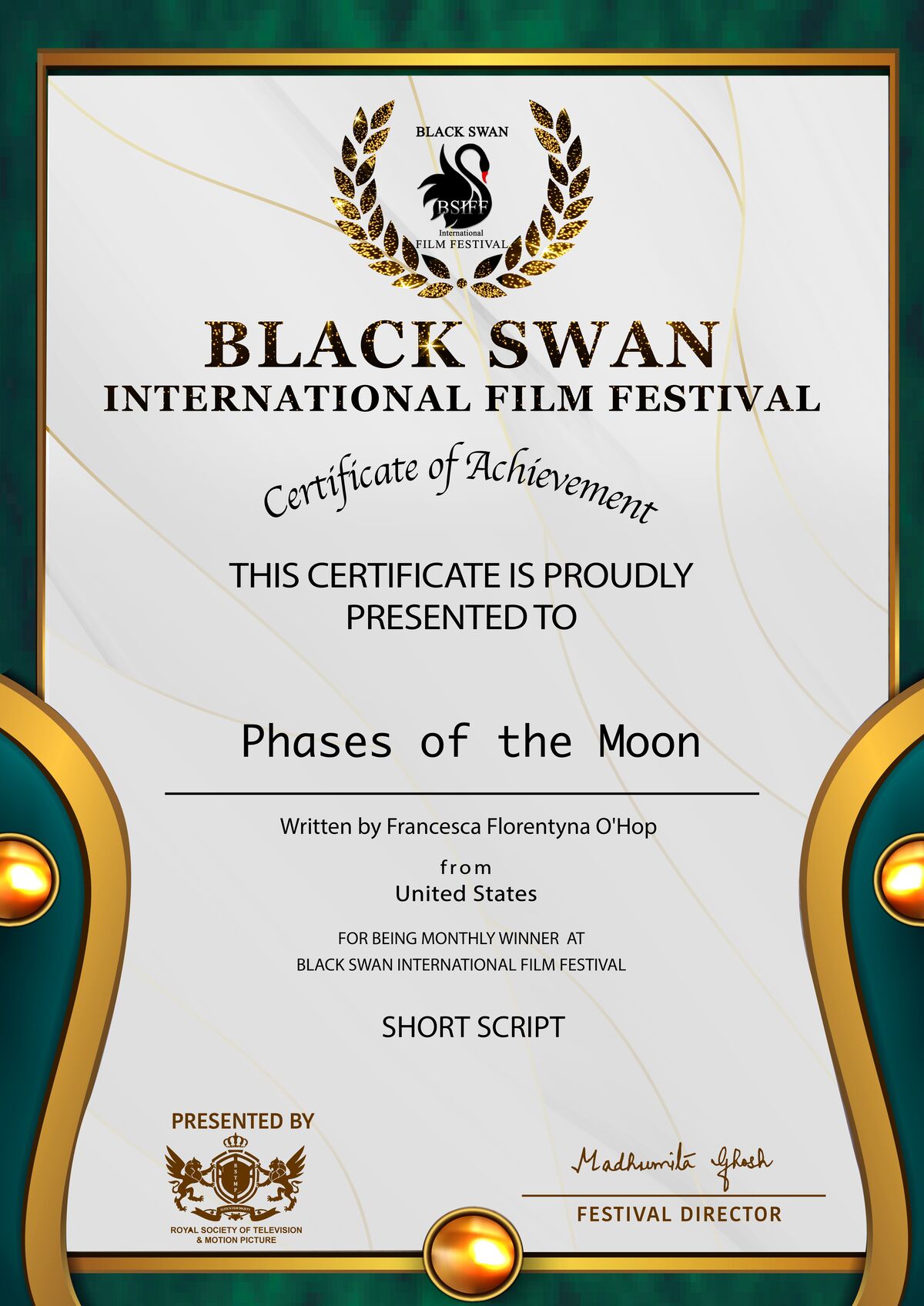 Award Certificate