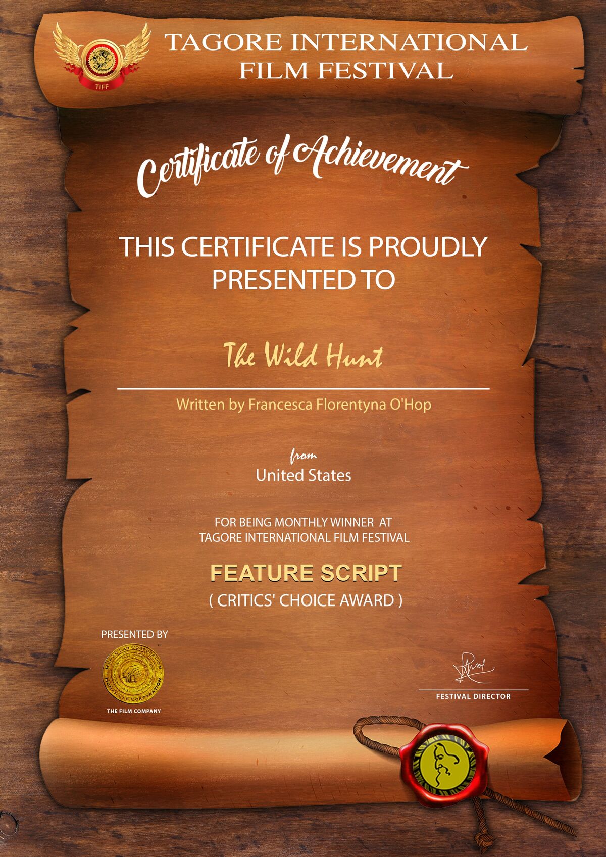 Award Certificate