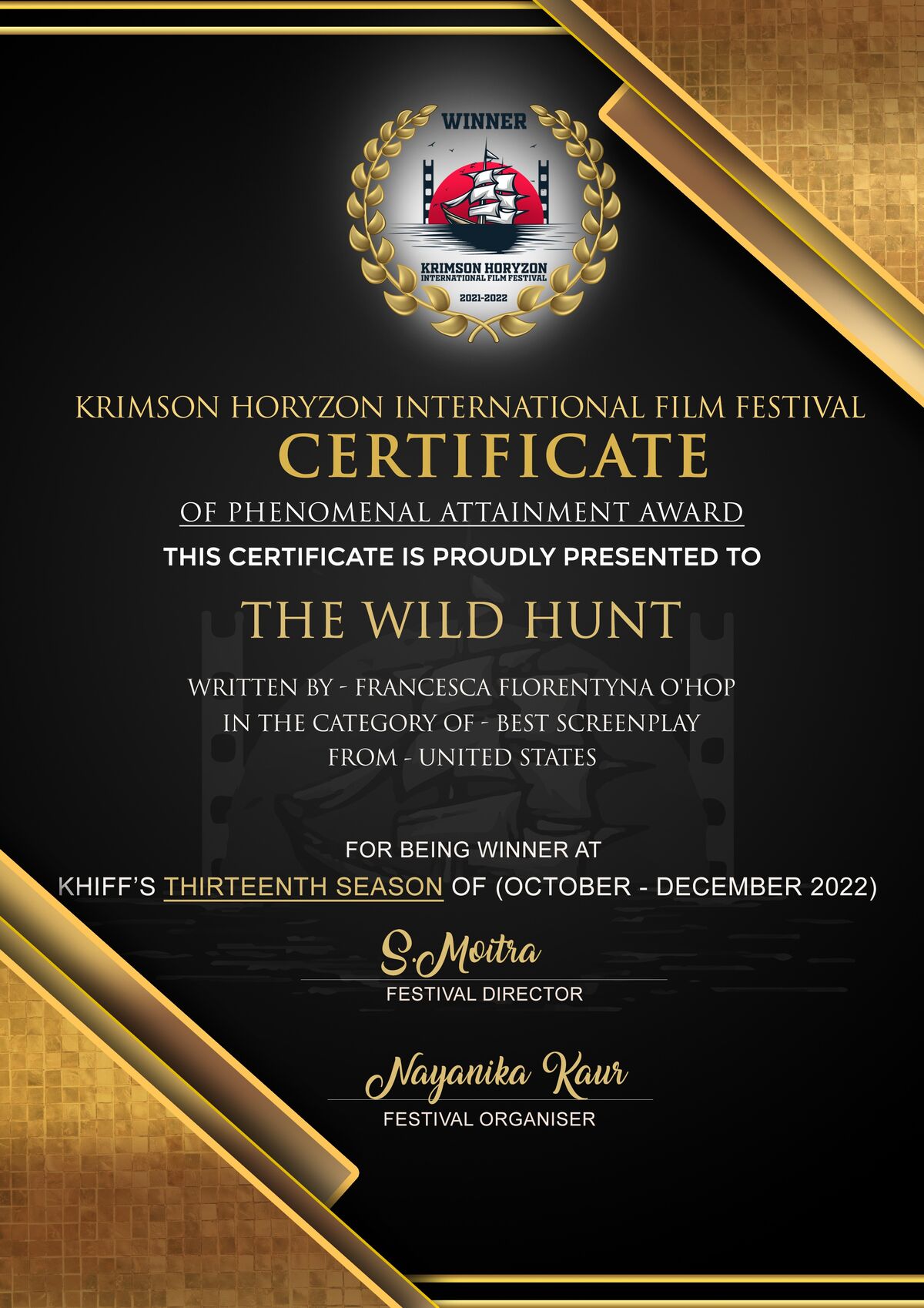 Award Certificate