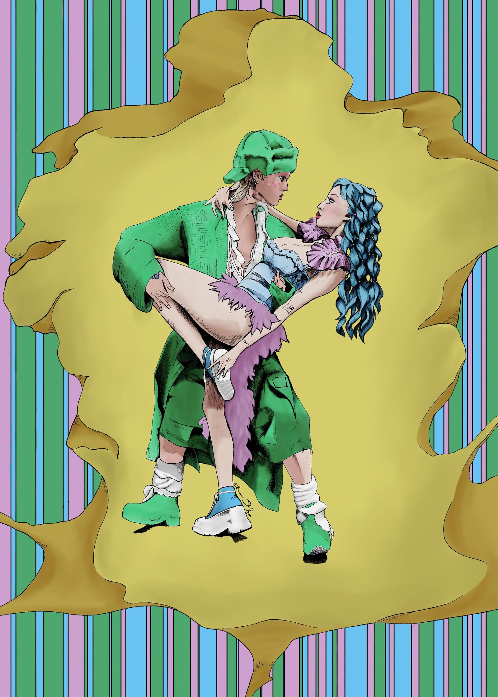 \"Ping Pong\" Hirohiko Araki inspired artwork